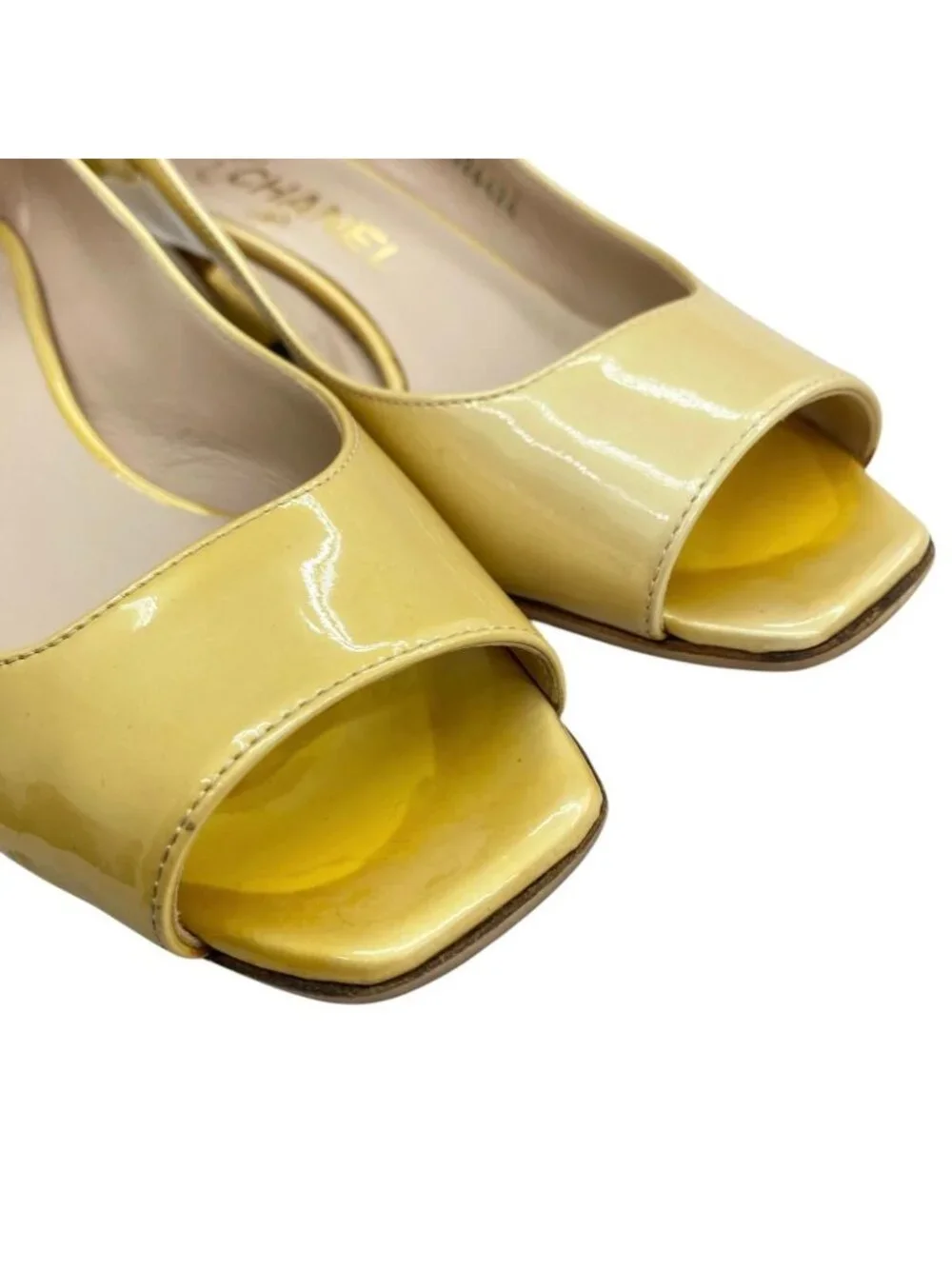 Chanel Patent Leather Pumps Yellow Heels